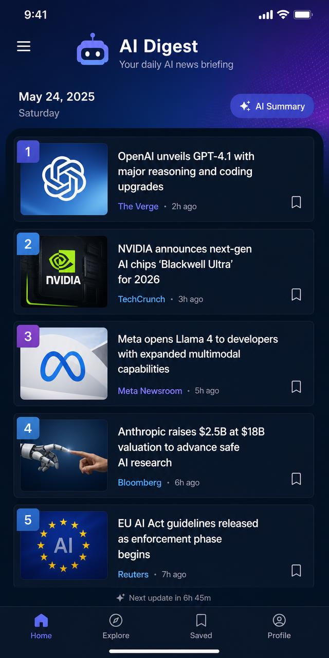 ahird daily AI news digest on iPhone